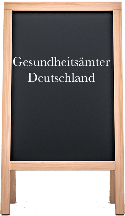 Tafel Aufsteller mit Text "Gesundheitsämter Deutschland"